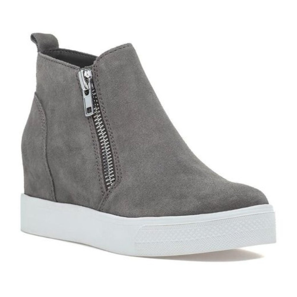 New Steve Madden Wedgie Sneaker Gray Suede, 11